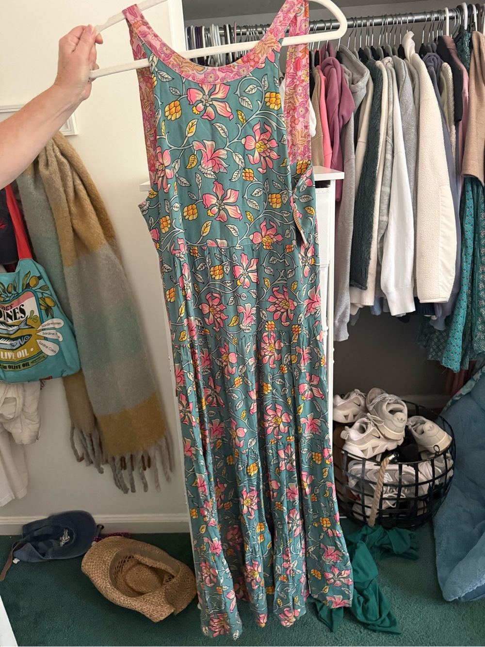 Natural Life Teal and Pink Sleeveless Sundress - Picture 2 of 5